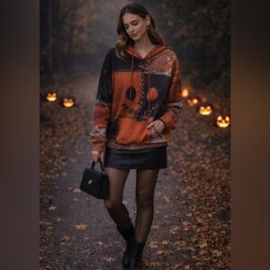 Colorful Graphic Hoodie great for fall or Halloween. Thin material